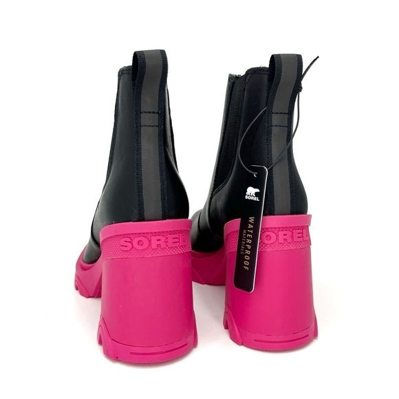 Sorel Brex Waterproof Chelsea Ankle Boots Size 6 Platform Black Pink New NWT - Picture 6 of 10